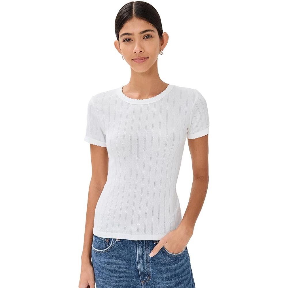 Leset Pointelle Slim Fit Tee M